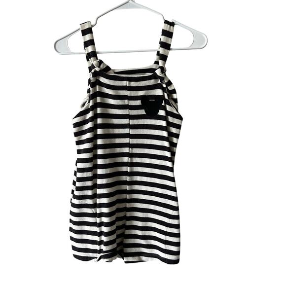 EUC Junk Food Girl's Black & White Striped Mickey Mouse Terry Romper SZ XL - Picture 1 of 3